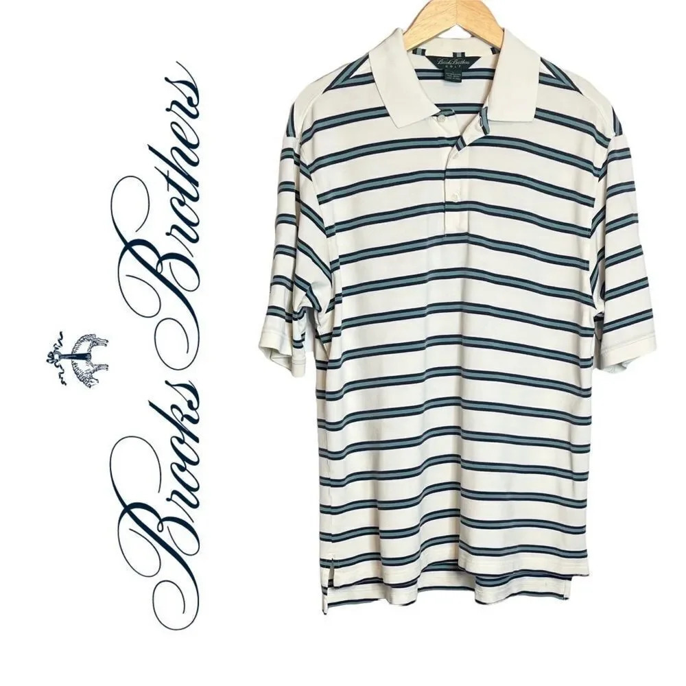 𝅺Brooks Brothers | Golf Polo Shirt Striped Mercerized Pima Cotton
